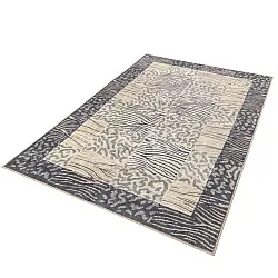 Vlakgeweven vloerkleed - Kisumu (beige/zwart)