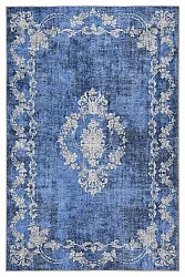 Vlakgeweven vloerkleed - Taknis (blauw)