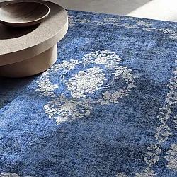 Vlakgeweven vloerkleed - Taknis (blauw)