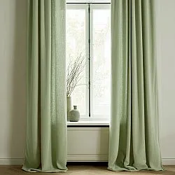 Gordijnen - Gordijn met linnenimitatie Andrada (licht groen)