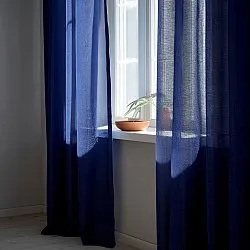 Gordijnen - Linnen gordijnen Cosmina (blauw)