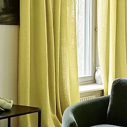 Gordijnen - Linnen gordijnen Cosmina (geel)