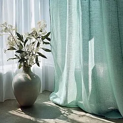 Gordijnen - Linnen gordijnen Cosmina (muntgroen)