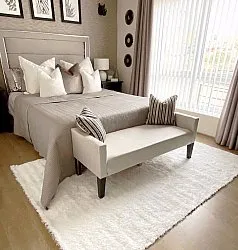 Hoogpolig vloerkleed - Saffier (wit)