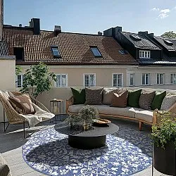 Rond vloerkleed - Brussels Ocean (blauw)