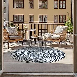 Rond vloerkleed - Brussels Swirl (blauw)