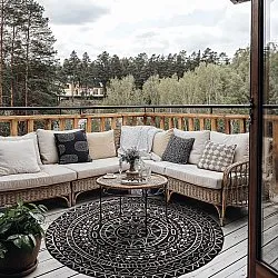 Rond vloerkleed - Brussels Diamond (zwart)