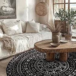 Rond vloerkleed - Brussels Diamond (zwart)