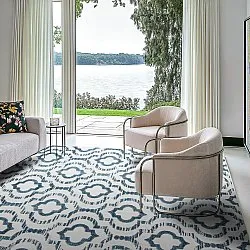 Shaggy Indoor-Outdoor - Trenton (wit/blauw)