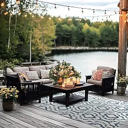 Shaggy Indoor-Outdoor - Trenton (wit/blauw)