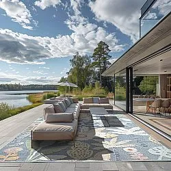 Vloerkleden voor binnen en buiten - Rhodes (blauw/multi)