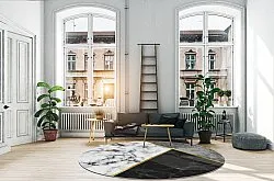 Rond vloerkleed - Savino (zwart/wit/grijs)