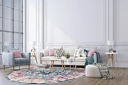 Rond vloerkleed - Bouhjar (blauw/roze/multi)