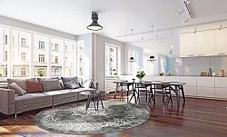 Rond vloerkleed - Santi (donkergrijs/wit)