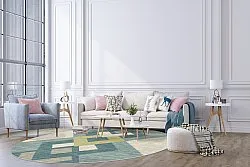 Rond vloerkleed - Temara (blauw/multi)