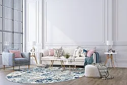 Rond vloerkleed - Hiboun (blauw)