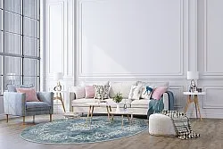 Rond vloerkleed - Santi (blauw/beige)