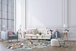 Rond vloerkleed - Misare (blauw/multi)