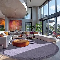 Ronde vloerkleden - Alba Natural Cotton Shaggy (paars)