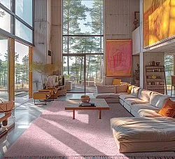 Hoogpolig vloerkleed - Alba Natural Cotton Shaggy (lichtroze)