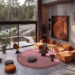 Ronde vloerkleden - Alba Natural Cotton Shaggy (roze)