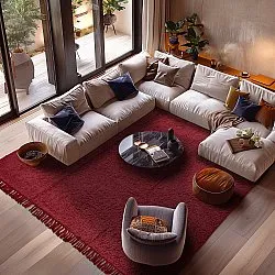 Hoogpolig vloerkleed - Alba Natural Cotton Shaggy (bordeaux)