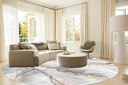 Rond vloerkleed - Genova (grijs/wit/goud)