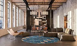 Rond vloerkleed - Brigooda (lichtblauw)