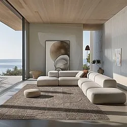 Hoogpolig vloerkleed - Cremona Natural Cotton Shaggy (taupe)