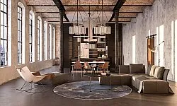 Rond vloerkleed - Sanza (grijs/multi)