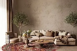 Rond vloerkleed - Idri (rood/multi)
