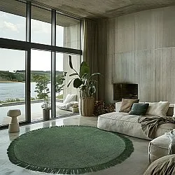 Ronde vloerkleden - Alba Natural Cotton Shaggy (groen)