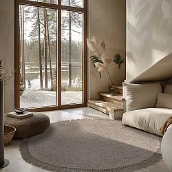 Ronde vloerkleden - Alba Natural Cotton Shaggy (taupe)