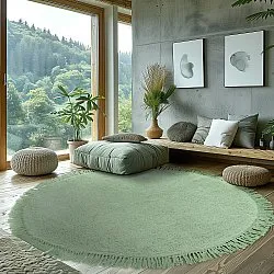 Ronde vloerkleden - Alba Natural Cotton Shaggy (licht groen)