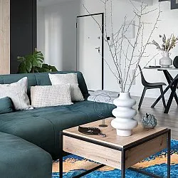 Rond vloerkleed - Padova (blauw/oranje)