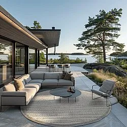 Ronde vloerkleden - Indoor/Outdoor Kendall (cream/grijs)