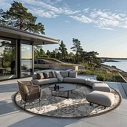 Ronde vloerkleden - Indoor/Outdoor Hampton (grijs)