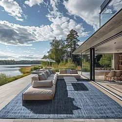 Jute-vloerkleed - Amasia (blauw)