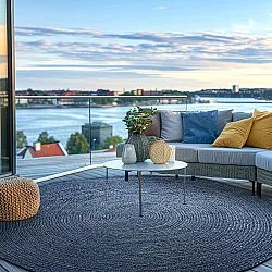 Rond jute vloerkleed - Amasia (blauw)