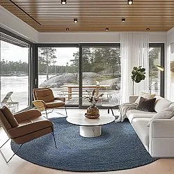 Rond jute vloerkleed - Amasia (blauw)