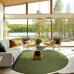 Rond jute vloerkleed - Amasia (militair groen)