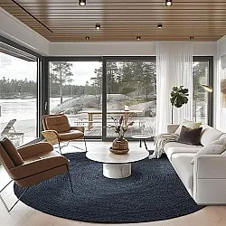 Rond jute vloerkleed - Amasia (donkerblauw)