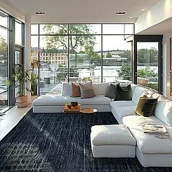 Jute-vloerkleed - Amasia (donkerblauw)