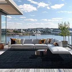 Jute-vloerkleed - Amasia (donkerblauw)