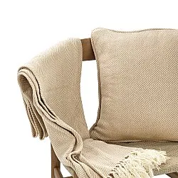 Kussensloop - Denisa Fishbone (beige/wit)