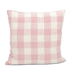 Kussensloop - Isela check cotton cushion cover (crème/roze)