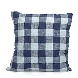 Kussensloop - Isela check cotton cushion cover (marineblauw/lichtblauw)
