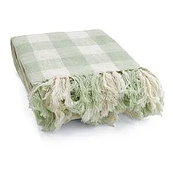 Dekens - Isela check cotton throw (crème/lichtgroen)