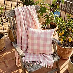 Dekens - Isela check cotton throw (crème/roze)