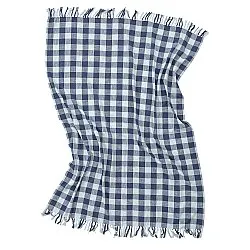 Dekens - Isela check cotton throw (marineblauw/lichtblauw)
